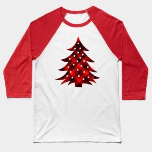Rustic Plaid Christmas Tree Red Black Tartan Baseball T-Shirt